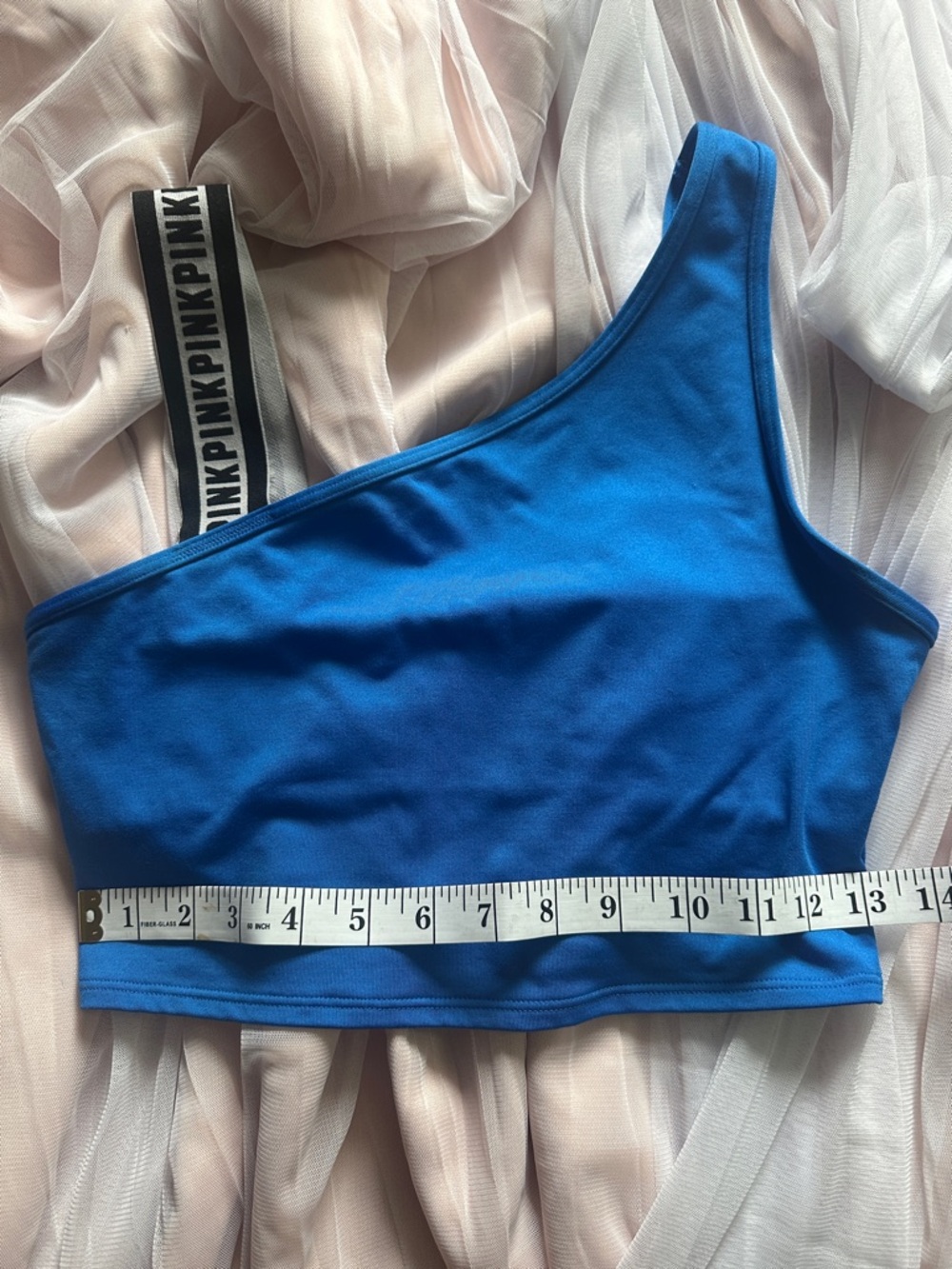 PINK Victoria's Secret Blue Sports Bralette with Black Branded Strap